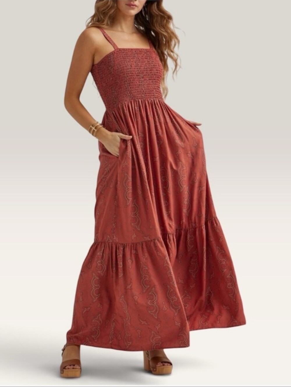 Tiered Maxi Skirt in Rustic Terracotta